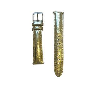 Michele 16mm‎ Genuine Leather Shiny Gold Replacement Watch Strap Made in USA